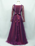 Cherlone Purple Long Sleeve Wedding/Evening Ballgown Formal Bridesmaid Dress - Asian Party Wear