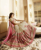 PINK AND BEIGE BRIDAL WEDDING WEAR INDIAN STYLISH SAREE - Asian Party Wear