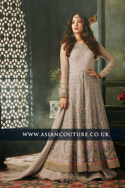 Almost Mauve Light Purple Indian Party Wear Asian Anarkali Wedding Bridal Gown Dress - Asian Party Wear