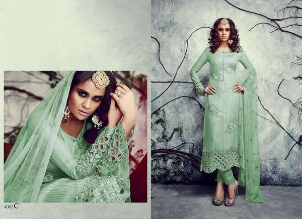 Sj4003 MUMTAZ SAJAWAT GREEN SALWAR KAMEEZ - Asian Party Wear