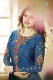 SLK2853 - Snorkel Blue Kaseesh Silkina Royal Crepe 3 Salwar Kameez Suit - Asian Party Wear