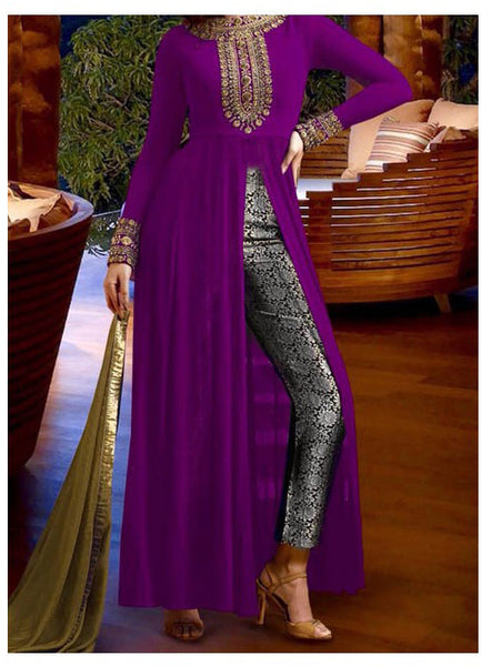 SNKC3021 Purple Nakkashi Party Designer Wear - Asian Party Wear