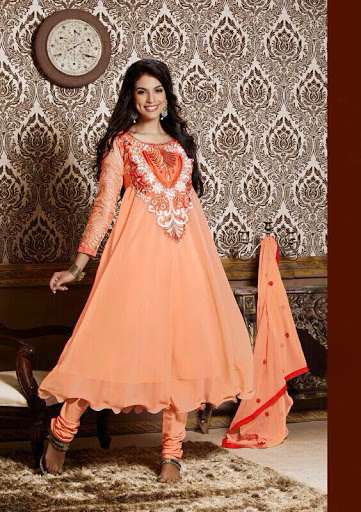 Stunning Orange Anarkali Designer Dress - Asian Party Wear