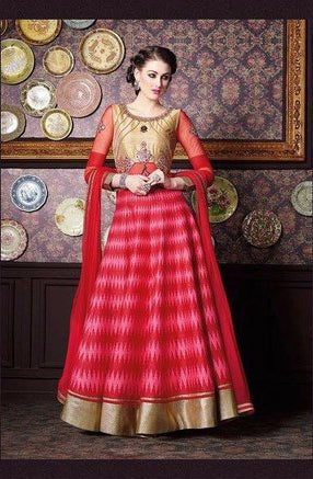 4701 RED CHENAB DESIGNER ANARKALI SUIT - Asian Party Wear