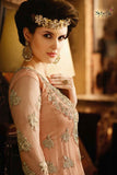 S-63 PEACH SYBELLA ANGELLIQUE WEDDING WEAR DRESS - Asian Party Wear