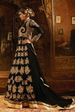 S-64 BLACK AND GOLDEN SYBELLA ANGELLIQUE WEDDING WEAR DRESS - Asian Party Wear