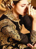 S-64 BLACK AND GOLDEN SYBELLA ANGELLIQUE WEDDING WEAR DRESS - Asian Party Wear