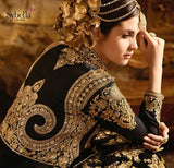 S-64 BLACK AND GOLDEN SYBELLA ANGELLIQUE WEDDING WEAR DRESS - Asian Party Wear