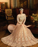 S-67 PEACH SYBELLA ANGELLIQUE WEDDING WEAR DRESS - Asian Party Wear