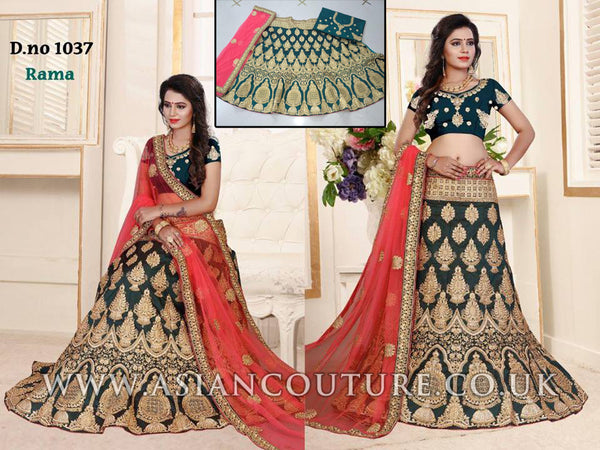 TEAL ETHNIC PAKISTANI & INDIAN  BRIDAL LEHENGA CHOLI WEDDING WEAR - Asian Party Wear