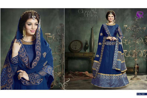 U1001 SNORKEL BLUE AYESHA TAKIA ANARKALI STYLE SALWAR KAMEEZ - Asian Party Wear