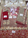 ZAS-345 RED AND NUDE HEAVY EMBROIDERED PAKISTANI WEDDING OUTFIT - Asian Party Wear