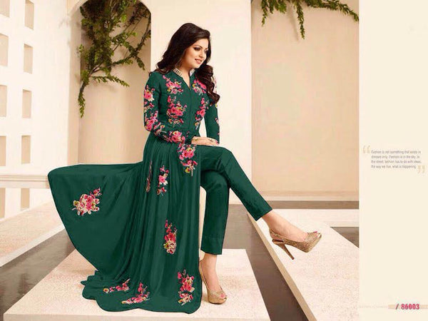 86003-C GREEN LT NITYA PURE GEORGETTE PARTY WEAR DESIGNER SUIT - Asian Party Wear