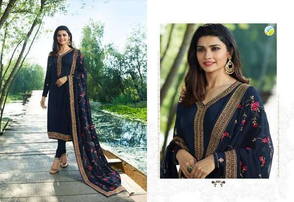 NAVY BLUE  KASEESH PRACHI GEORGETTE PARTY WEAR CHURIDAAR SUIT - Asian Party Wear