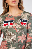 Olive Multi Flowery Printed Jersey Knit Dress - Asian Party Wear