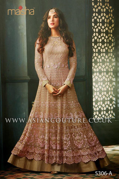 Warm Sand Indian Party Wear Asian Anarkali Wedding Bridal Dress - Asian Party Wear