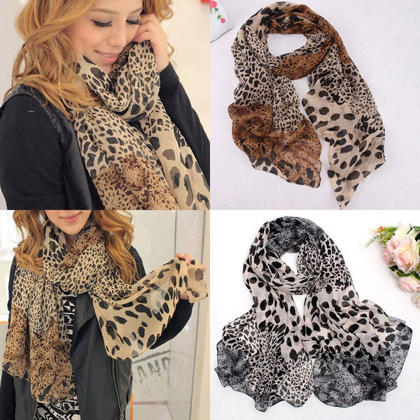 Stunning New Animal Leopard Print Wraps Scarf Chiffon Shawl - Asian Party Wear