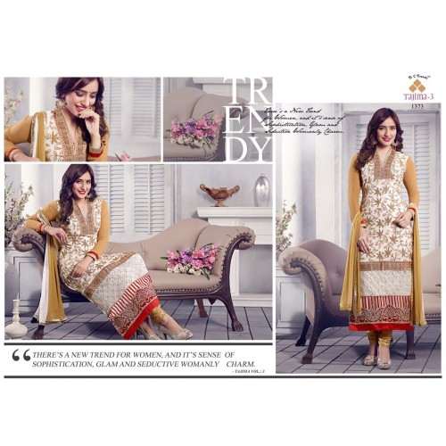 White and Gold NEHA SHARMA TAJIMA 3 PARTY WEAR GEORGETTE SALWAR SUIT - Asian Party Wear