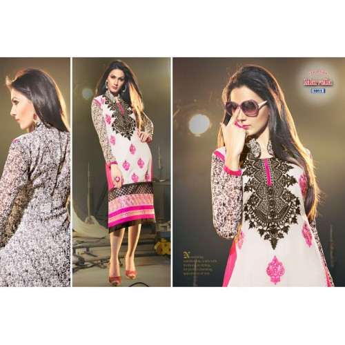 White and Pink MARVELLA 4 PARTY WEAR GEORGETTE KURTI - Asian Party Wear