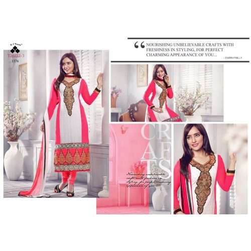 White and Pink NEHA SHARMA TAJIMA 3 PARTY WEAR GEORGETTE SALWAR SUIT - Asian Party Wear