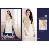 White Indian Designer Suit Semi Stitched Salwar Kameez - Asian Party Wear