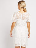 Brilliant White Designer Knitted Lace Dress - Asian Party Wear