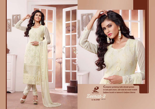 White ZEENAT 2 CASUAL WEAR CHIFFON SALWAR SUIT - Asian Party Wear