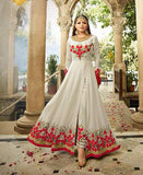 2301-C WHITE NITYA SLIT STYLE LONG ANARKALI DRESS - Asian Party Wear