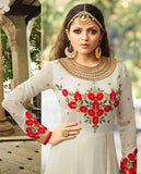 2301-C WHITE NITYA SLIT STYLE LONG ANARKALI DRESS - Asian Party Wear