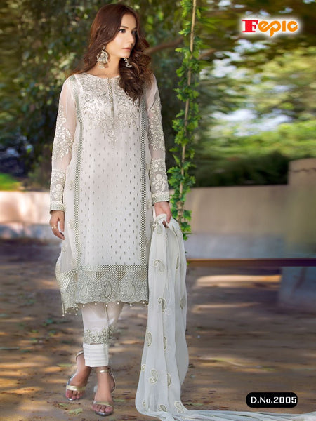 WHITE PAKISTANI DESIGNER SALWAR SUIT - Asian Party Wear