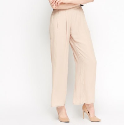 Nude Colour Wide Cropped Trousers - Asian Party Wear