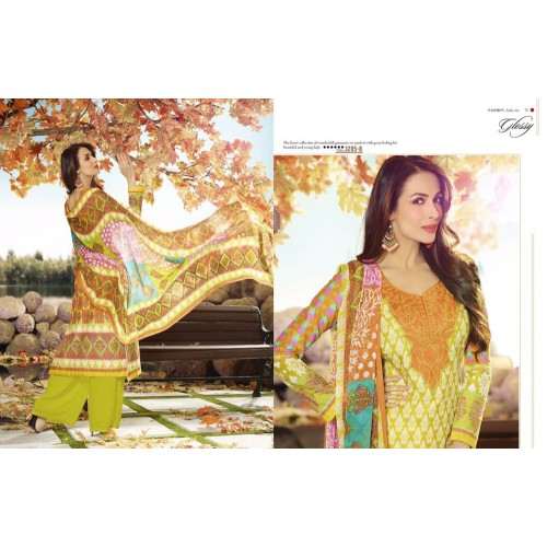 Yellow Malaika Arora Khan Lawn Summer wear Salwar Kameez - Asian Party Wear