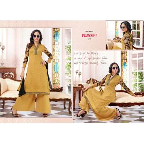 Yellow PALAZZO 2 PARTY WEAR DESIGNER DRESS - Asian Party Wear