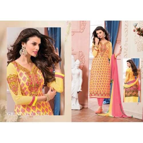 yellow Veera 3 GEORGETTE Casual Wear Salwar Kameez - Asian Party Wear