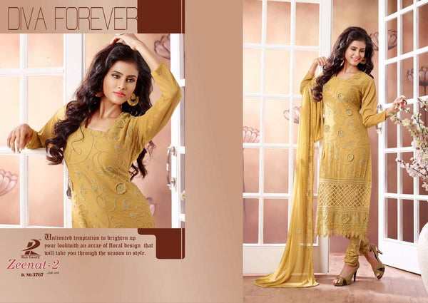 Yellow ZEENAT 2 CASUAL WEAR CHIFFON SALWAR SUIT - Asian Party Wear