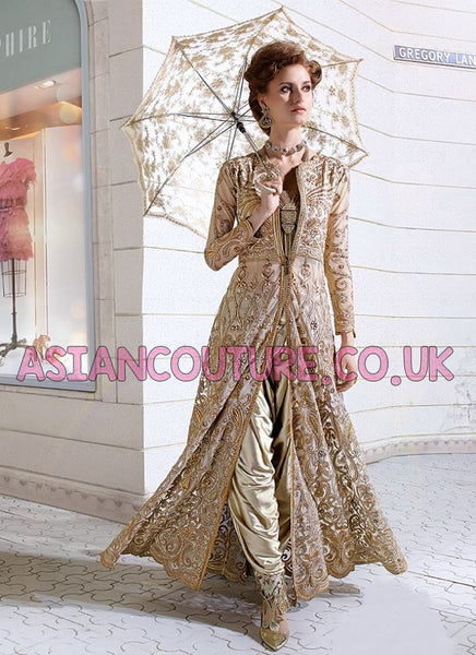 Z-12003 ORIGINAL BEIGE ZOYA WEDDING DRESS (5 Piece suit) - Asian Party Wear