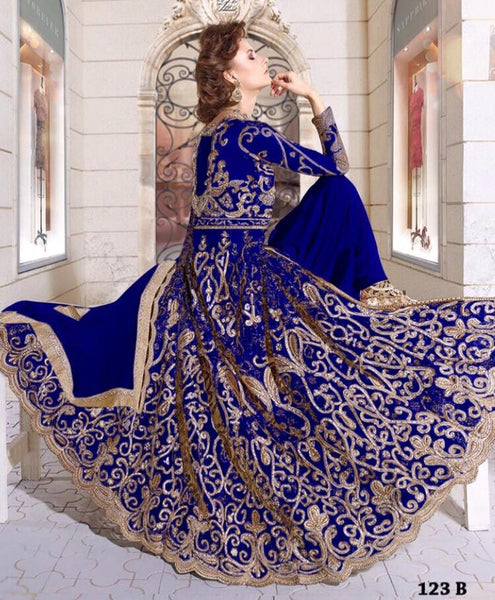 Z-12003A BLUE ZOYA GLITERZ STYLISH WEDDING WEAR DRESS (5 PIECE SUIT) - Asian Party Wear