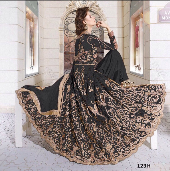 Z-12003C BLACK ZOYA GLITERZ STYLISH WEDDING WEAR DRESS (4 piece suit) - Asian Party Wear