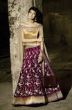 ZF15005 GOLD AND PURPLE ZOYA FEELINGS WEDDING WEAR VELVET DRESS - Asian Party Wear