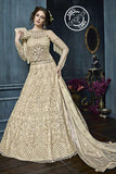 22003-D BEIGE ZOYA CELEBRITY HEAVY EMBROIDERED INDIAN BRIDAL WEDDING LEHENGA - Asian Party Wear