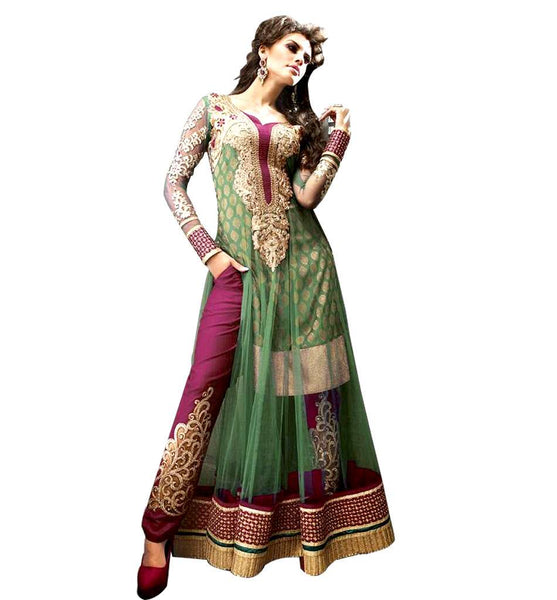 Zoya-9005-B- Purple And Green Zoya Party Wear Anarkali Churidaar Suit - Asian Party Wear