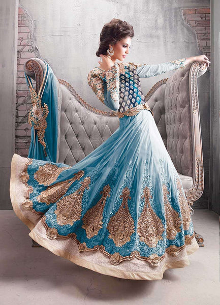 Zoya-9007-B Colour Plus Blue Anarkali Dress Wedding Suit - Asian Party Wear