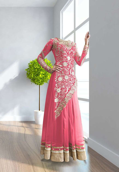 Zoya Pink Wedding Wear Anarkali Dress - Asian Party Wear