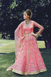 16006 ROSE QUARTZ PINK ZOYA CRYSTAL WEDDING WEAR LEHENGA - Asian Party Wear